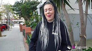 Big bottommed brunette babe Chloe Funny gets surprised at her very first porn casting!