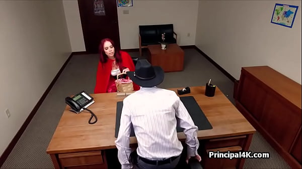 Milf red riding hood milks head teacher at office