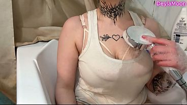 I washed my big tits with a rubber dick | BIG TITS PORN